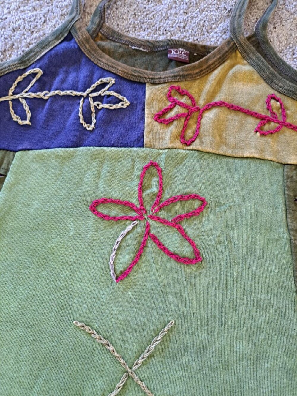 Vintage KPC Boho Gypsy Embroidered Boho Tank Tops Set Of 2 Womens L Festival - Picture 4 of 7